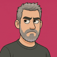 Cartoon of Chris Smith, head shot animation with pink background